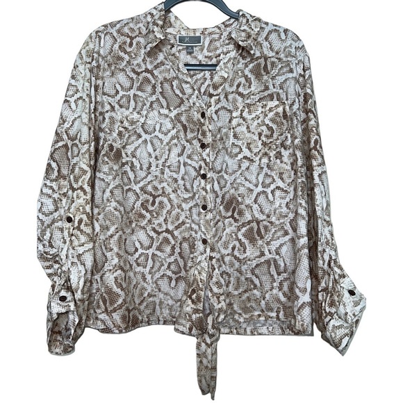 JM COLLECTION SNAKE PRINT TIE BLOUSE - SIZE 14 - Picture 1 of 5